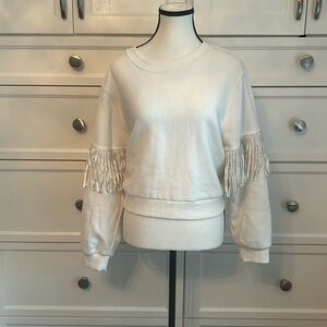 South White Fringed Sweatshirt
